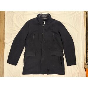 Cole Haan Signature Men's Wool Blend Snap Collar Coat Navy M Pea